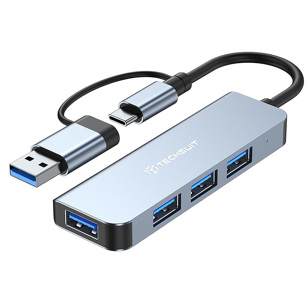 Hub USB / USB-C Techsuit H8 DataBridge, 4w1, Szary