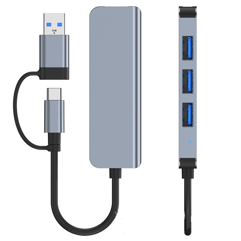 Hub USB / USB-C Techsuit H8 DataBridge, 4w1, Szary