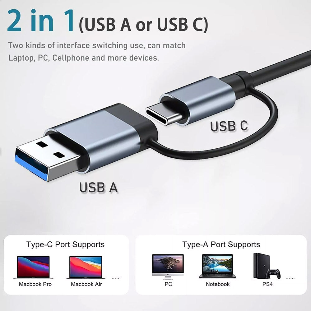 Hub USB / USB-C Techsuit H8 DataBridge, 4w1, Szary