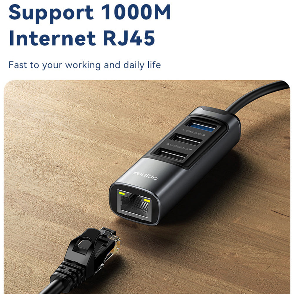 Hub USB / USB-C Yesido HB21, 5w1, Szary