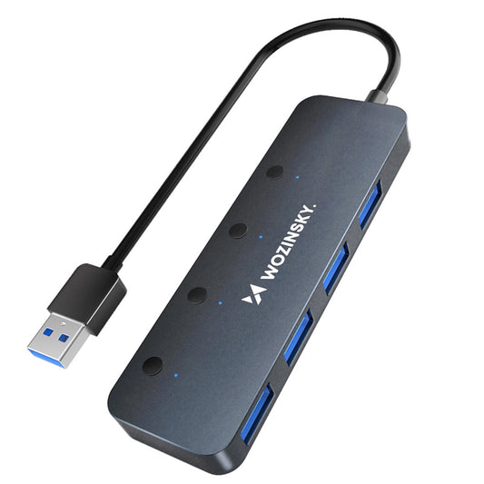 WZK WHS080YSS USB Hub, 4 x USB-A 3.0, Gray