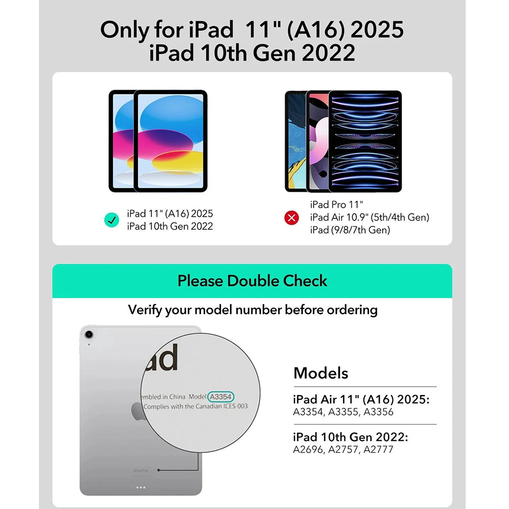 Etui z klawiaturą dla Apple iPad (2025) / (2022), ESR, Rebound, Białe