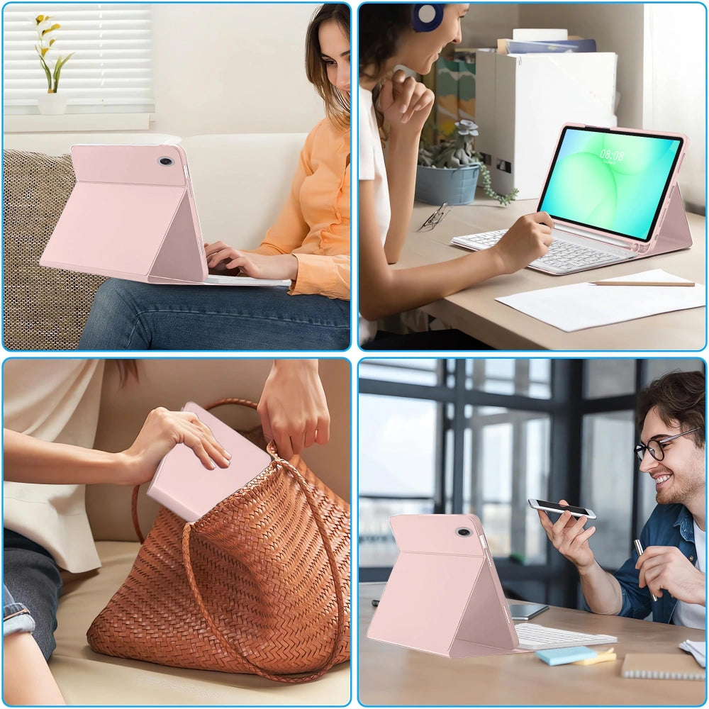 Etui z klawiaturą dla Samsung Galaxy Tab A11+ / Tab A9+, Tech-Protect, SC PEN, Różowy