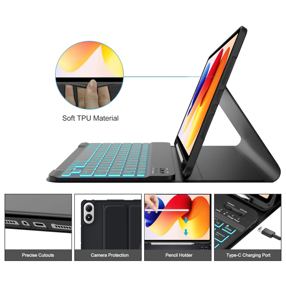 Etui z klawiaturą dla Xiaomi Poco Pad M1 / Redmi Pad 2 Pro, Tech-Protect, SC PEN, Czarne