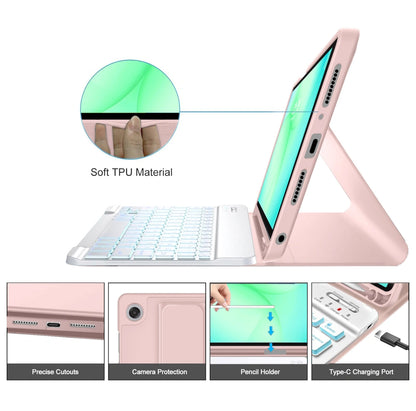 Etui z klawiaturą dla Samsung Galaxy Tab A11+ / Tab A9+, Tech-Protect, SC PEN, Różowy