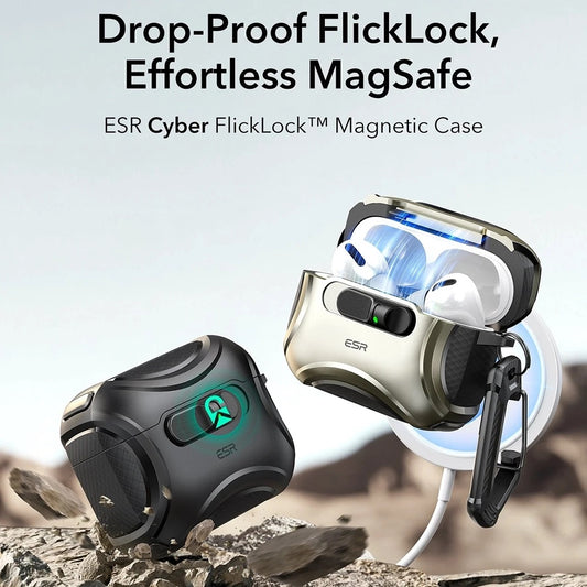Etui ESR Cyber FlickLock dla Apple AirPods Pro 3, Szare