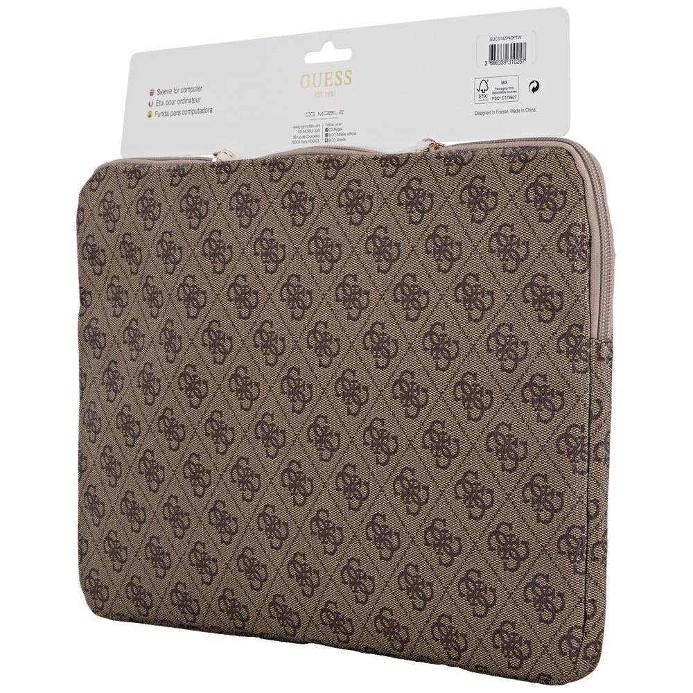 Etui Guess 4G Triangle Logo na Laptop 14 cali, Brązowy