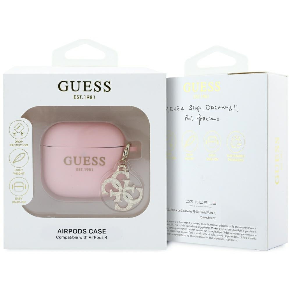 Etui Guess W/4G Charm dla Apple AirPods 4, Różowy