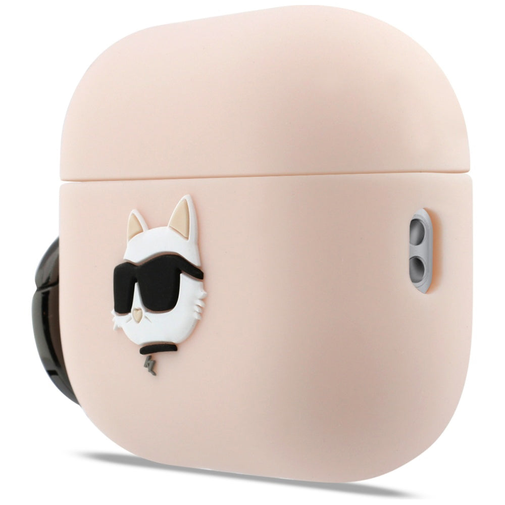 Etui Karl Lagerfeld Silicone Choupette's Head 3D dla Apple AirPods Pro 3, Różowe