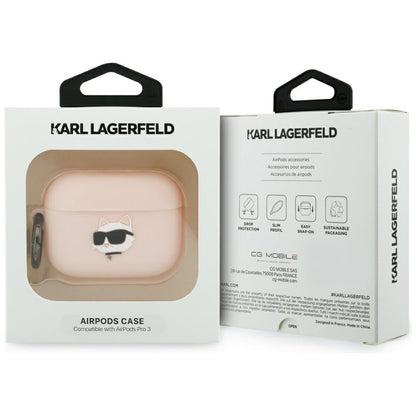 Etui Karl Lagerfeld Silicone Choupette's Head 3D dla Apple AirPods Pro 3, Różowe