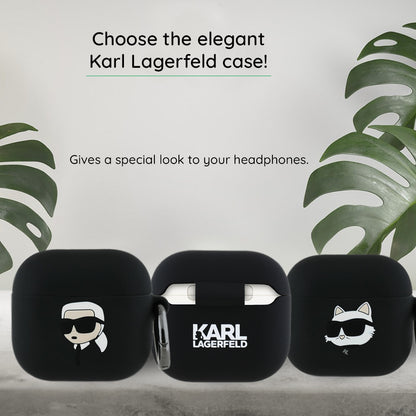 Etui Karl Lagerfeld 3D Karl & Choupette's Heads dla Apple AirPods 4, Czarne