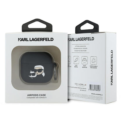 Etui Karl Lagerfeld 3D Karl & Choupette's Heads dla Apple AirPods 4, Czarne