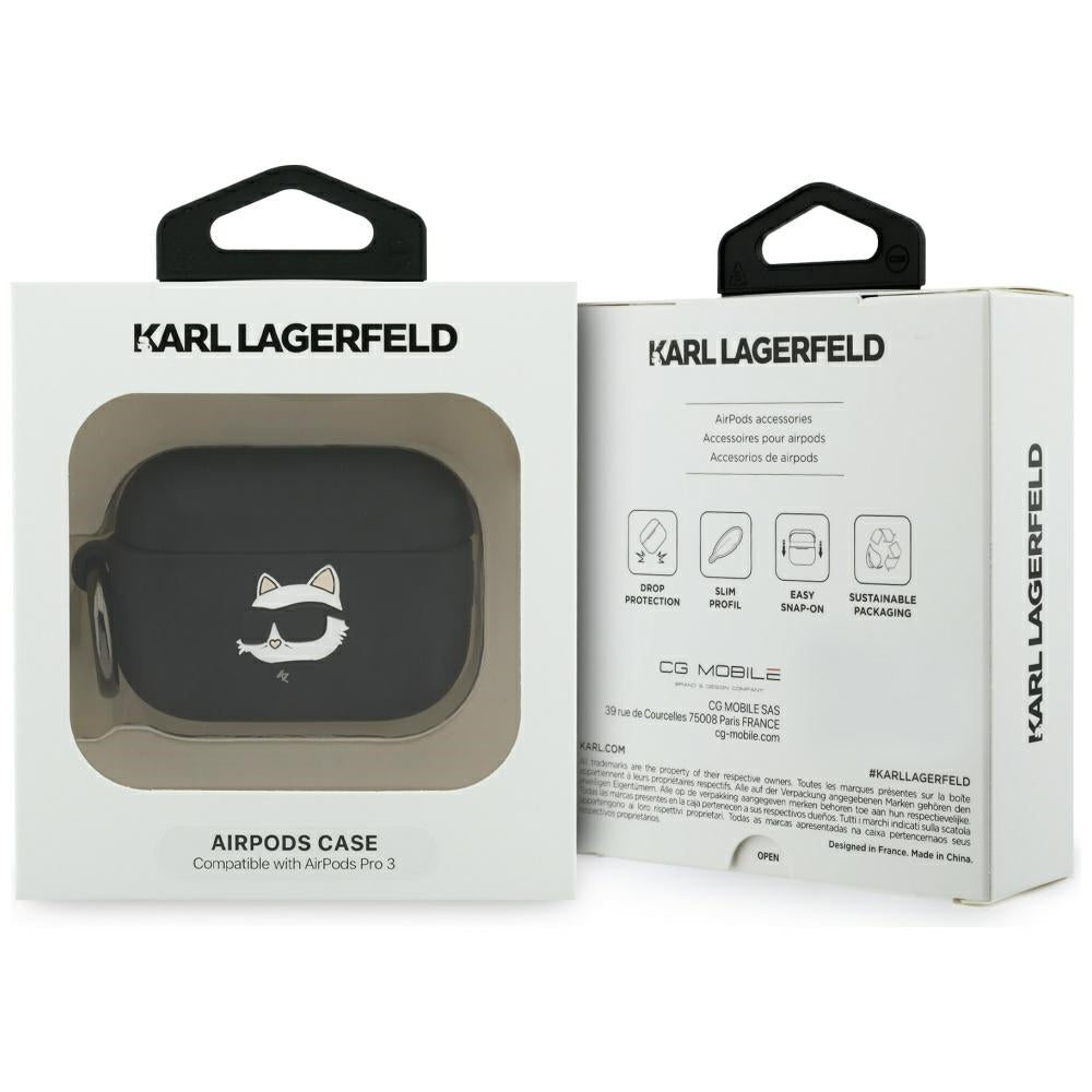 Karl Lagerfeld Silicone Choupette's Head 3D Case for Apple AirPods Pro 3, Black