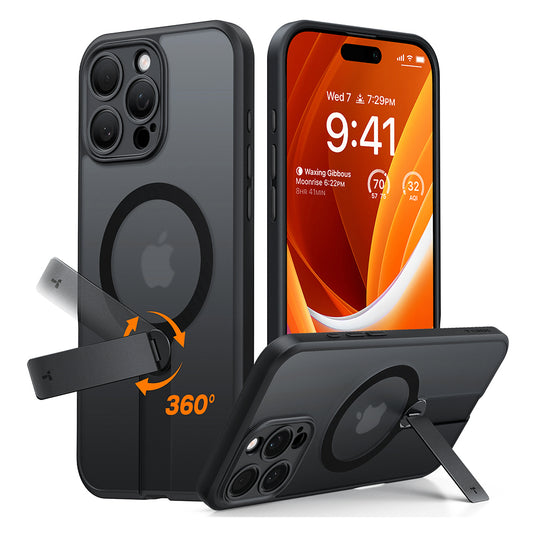Etui MagSafe dla Apple iPhone 16 Pro, Torras, Pstand Spin, Czarne