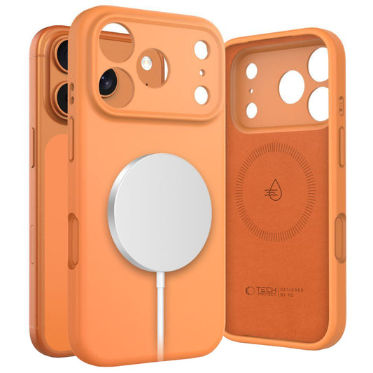 Etui MagSafe dla Apple iPhone 17 Pro Max, Tech-Protect, Silikonowe, Pomarańczowe