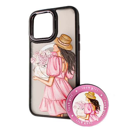 Etui MagSafe dla Apple iPhone 13 Pro Max, BOTER, MagPopsocket Luck Girl, Wielokolorowy