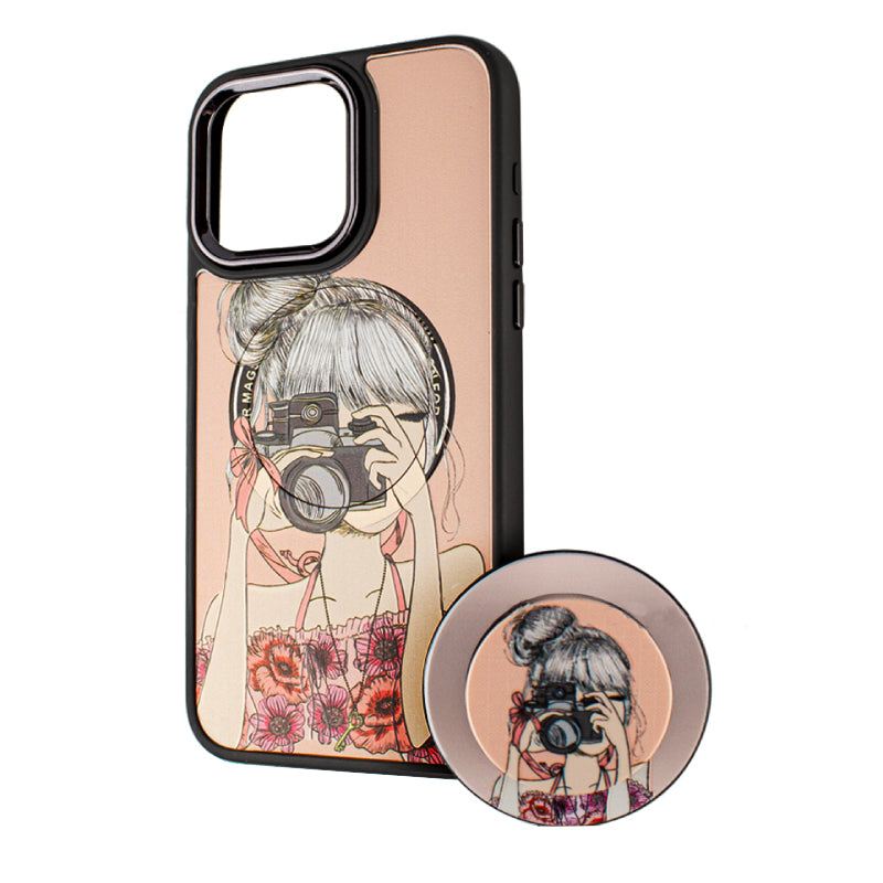 Etui MagSafe do Apple iPhone 14 Pro Max, BOTER, MagPopsocket Photo Girl, Wielokolorowe