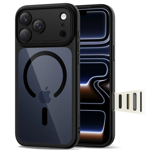 Etui MagSafe dla Apple iPhone 17 Pro Max, Tech-Protect, MagPeak, Czarna Przezroczysta