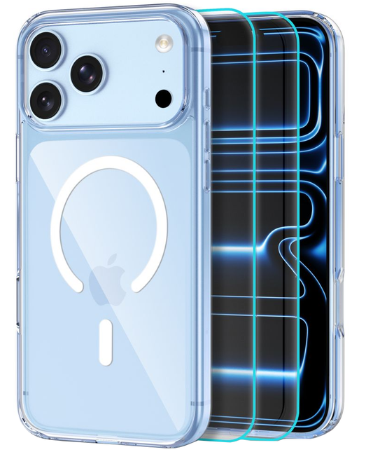 Etui MagSafe do Apple iPhone 18 Pro / 17 Pro, Tech-Protect, Flexair Hybrid z ochroną ekranu, przezroczyste