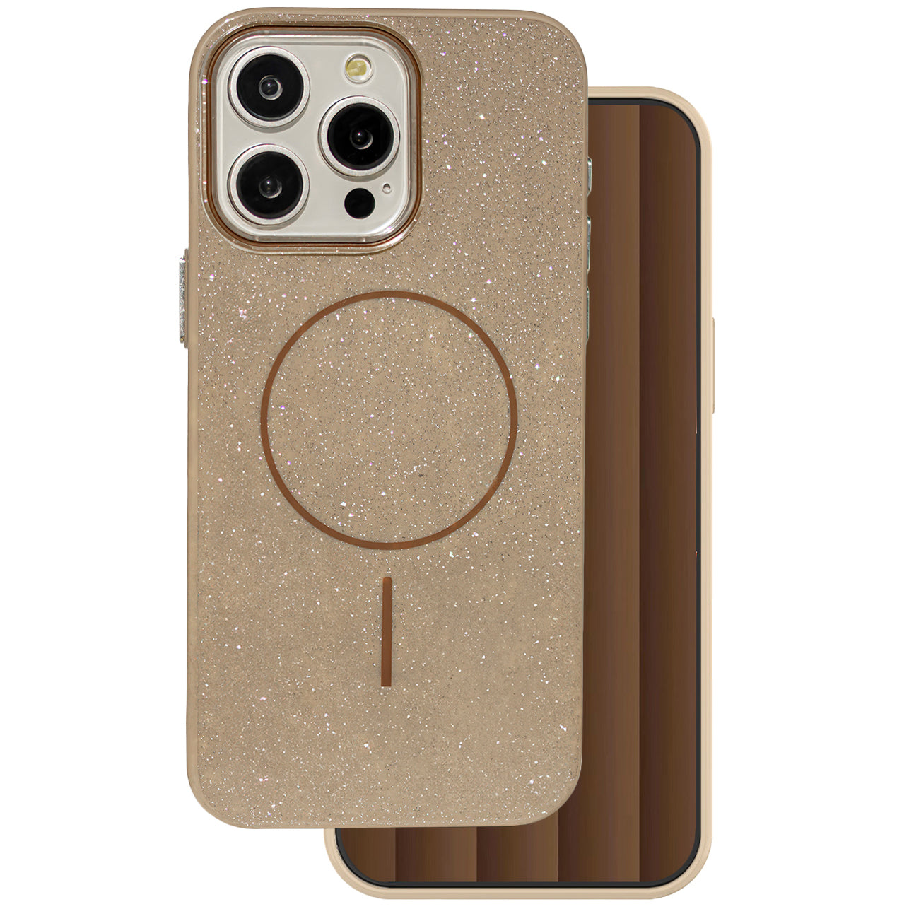 Etui MagSafe do Apple iPhone 15 Pro, OEM, Glitter Thin Mag, Brązowe