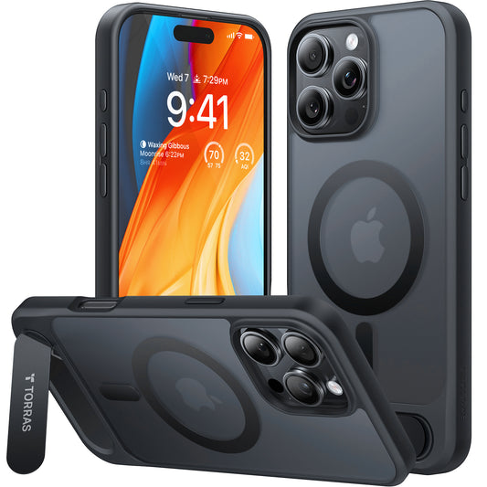 Etui MagSafe dla Apple iPhone 16 Pro, Torras, Pstand, Czarne