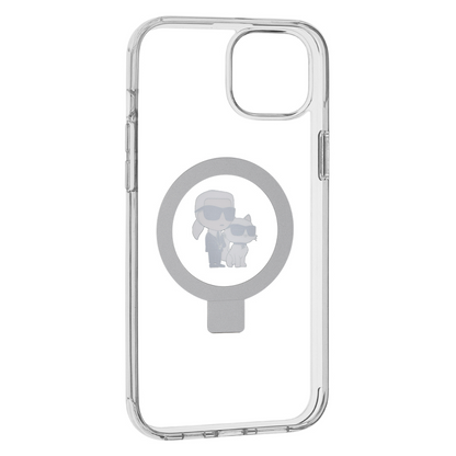 Etui MagSafe do Apple iPhone 15 Plus, Karl Lagerfeld, Ringstand Karl and Choupette, Białe, Ponownie zapakowane