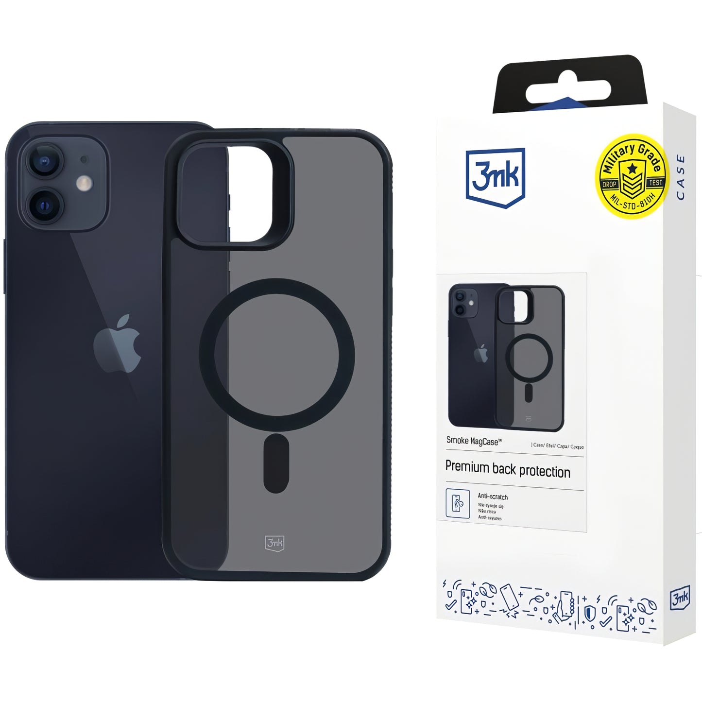 Etui MagSafe do Apple iPhone 12 / 12 Pro, 3MK, Smoke MagCase, czarne