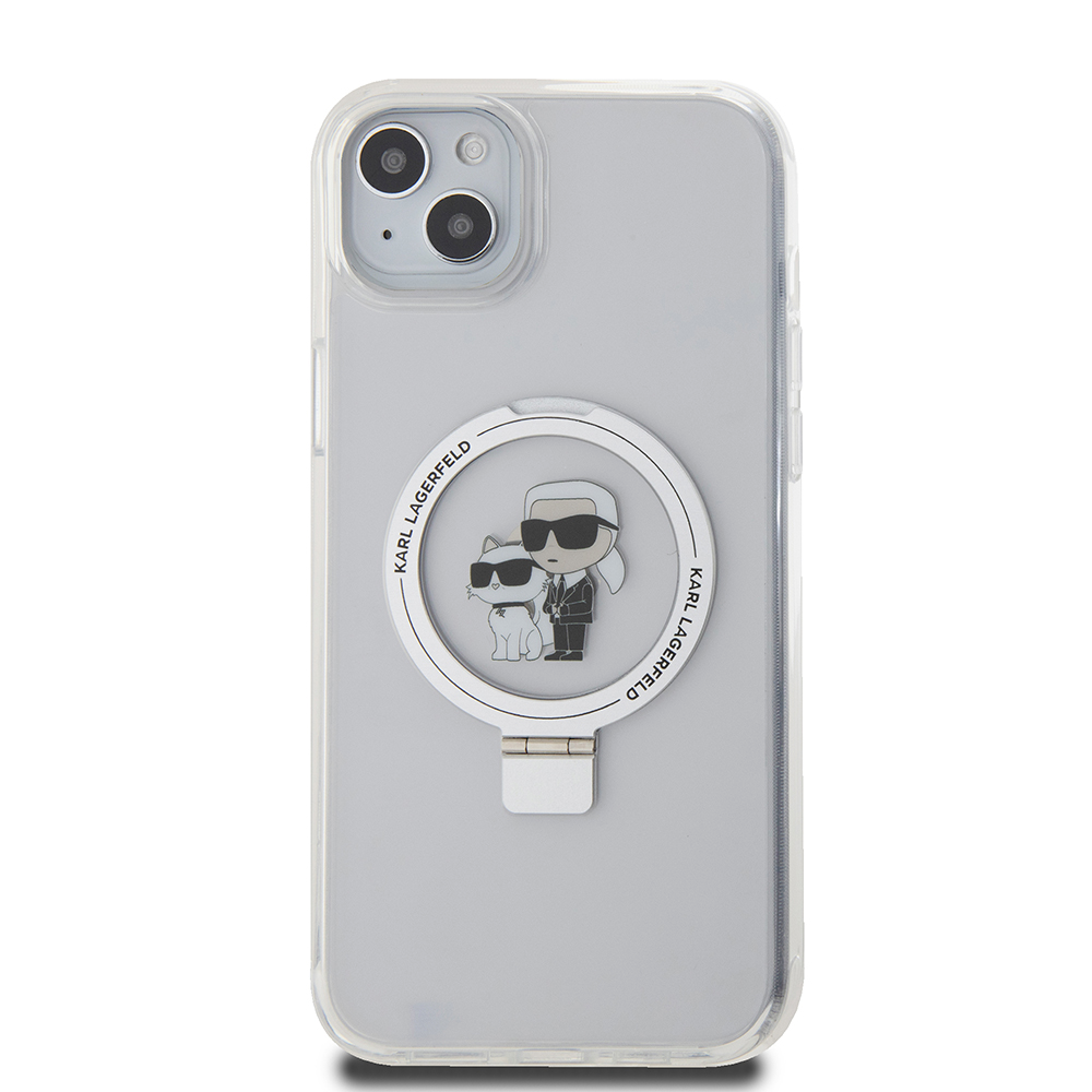 Etui MagSafe do Apple iPhone 15 Plus, Karl Lagerfeld, Ringstand Karl and Choupette, Białe, Ponownie zapakowane