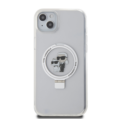 Etui MagSafe do Apple iPhone 15 Plus, Karl Lagerfeld, Ringstand Karl and Choupette, Białe, Ponownie zapakowane