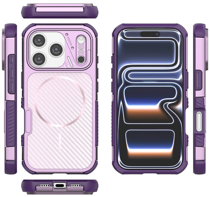 Etui MagSafe do Apple iPhone 18 Pro / 17 Pro, OEM, Ochrona węglowa i narożników, Fioletowy