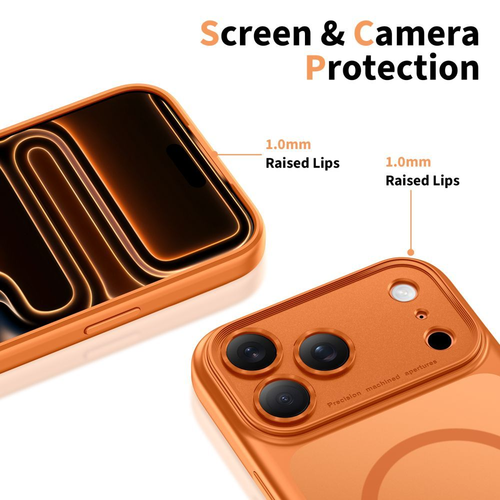 Etui MagSafe dla Apple iPhone 17 Pro, Tech-Protect, MagPeak, Matowa Pomarańczowa