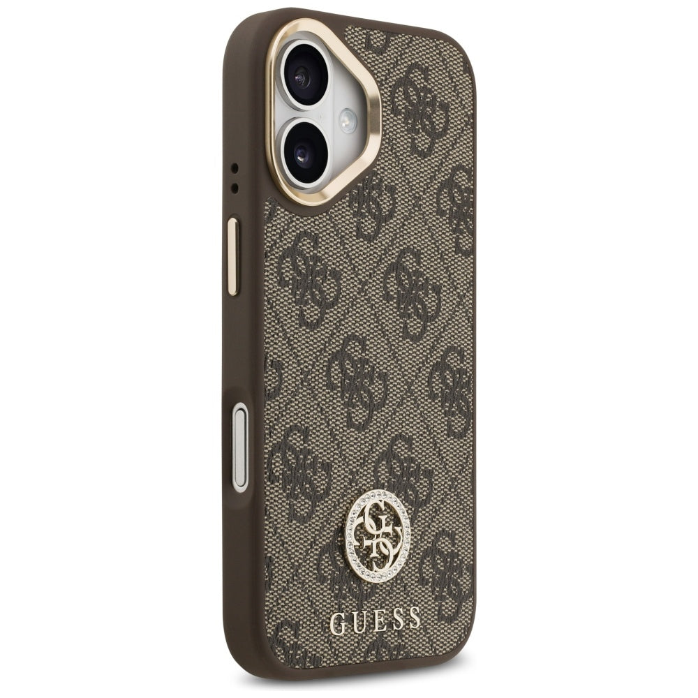 Etui MagSafe dla Apple iPhone 17, Guess, 4G Strass Logo with Big Strap, Brązowy, Odnowiony