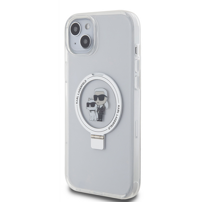 Etui MagSafe do Apple iPhone 15 Plus, Karl Lagerfeld, Ringstand Karl and Choupette, Białe, Ponownie zapakowane
