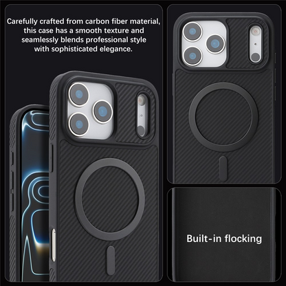 Etui MagSafe do Apple iPhone 17 Pro Max, OEM, Carbon Metal Ring, czarne
