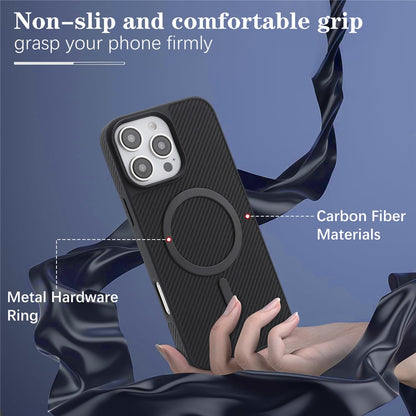 Etui MagSafe do Apple iPhone 16 Pro, OEM, Carbon Metal Ring, czarne