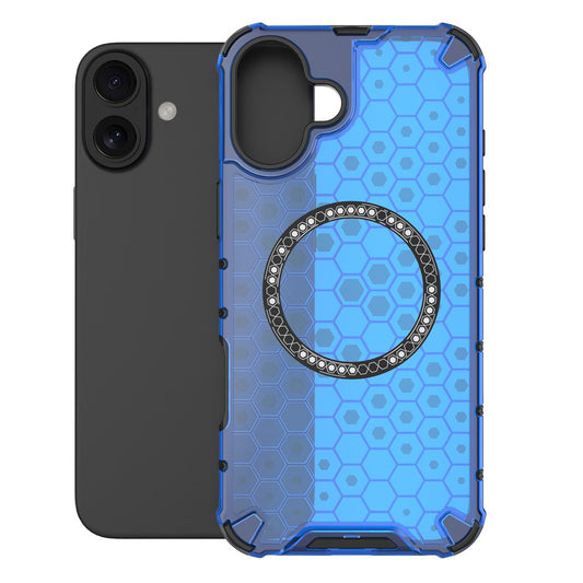 Etui MagSafe do Apple iPhone 16, Techsuit, HoneyComb Shield, Niebieskie