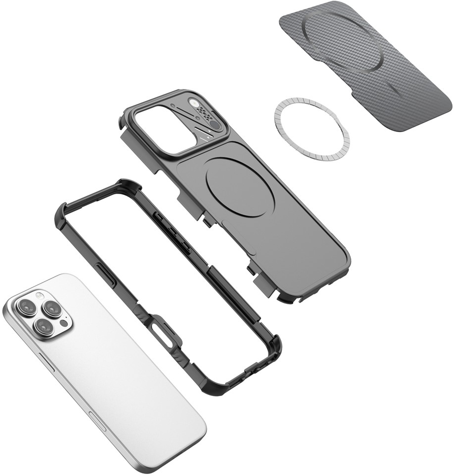 Etui MagSafe do Apple iPhone 16 Pro, OEM, Ochrona węglowa i narożników, czarne