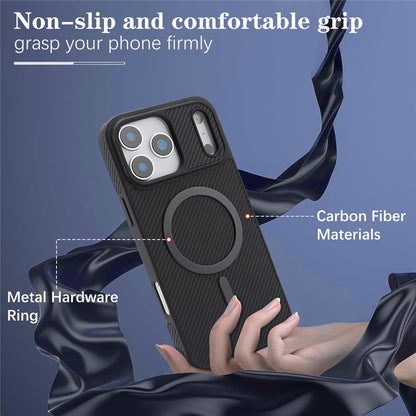 Etui MagSafe do Apple iPhone 17 Pro, OEM, Carbon Metal Ring, czarne