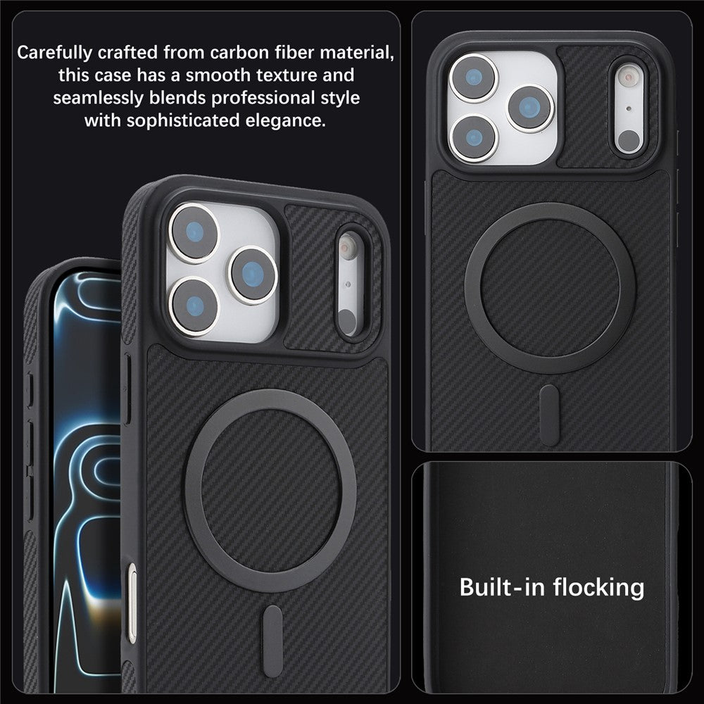 Etui MagSafe do Apple iPhone 17 Pro, OEM, Carbon Metal Ring, czarne