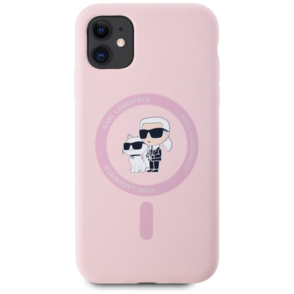 Etui MagSafe dla Apple iPhone 11, Karl Lagerfeld, Silikon Karl & Choupette, Różowy