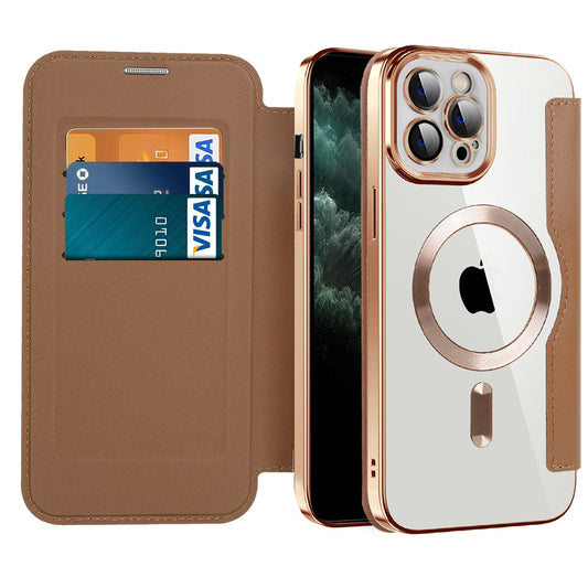 Etui MagSafe do Apple iPhone 11 Pro Max, Techsuit, SmartMag Book, Brązowe
