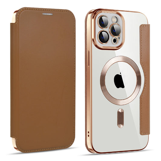 Etui MagSafe do Apple iPhone 11 Pro Max, Techsuit, SmartMag Book, Brązowe