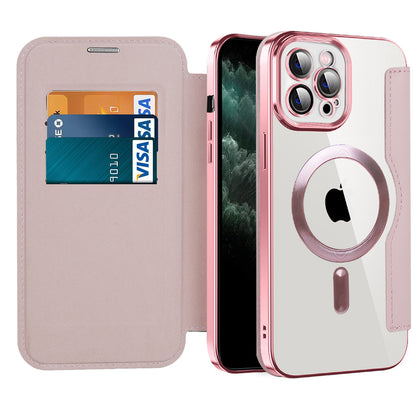 Etui MagSafe do Apple iPhone 11 Pro Max, Techsuit, SmartMag Book, Różowe