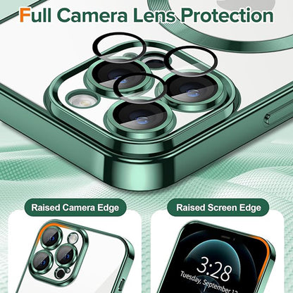 MagSafe Case for Apple iPhone 12 Pro Max, Techsuit, Luxury Crystal, Dark Green