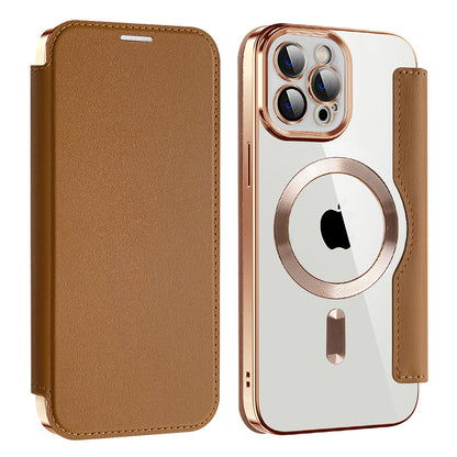 Etui MagSafe do Apple iPhone 12 Pro Max, Techsuit, SmartMag Book, Brązowe