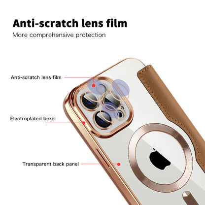 Etui MagSafe do Apple iPhone 12 Pro Max, Techsuit, SmartMag Book, Brązowe