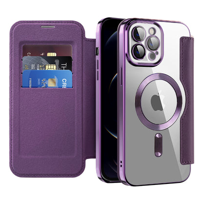 Etui MagSafe do Apple iPhone 12 Pro Max, Techsuit, SmartMag Book, Fioletowe