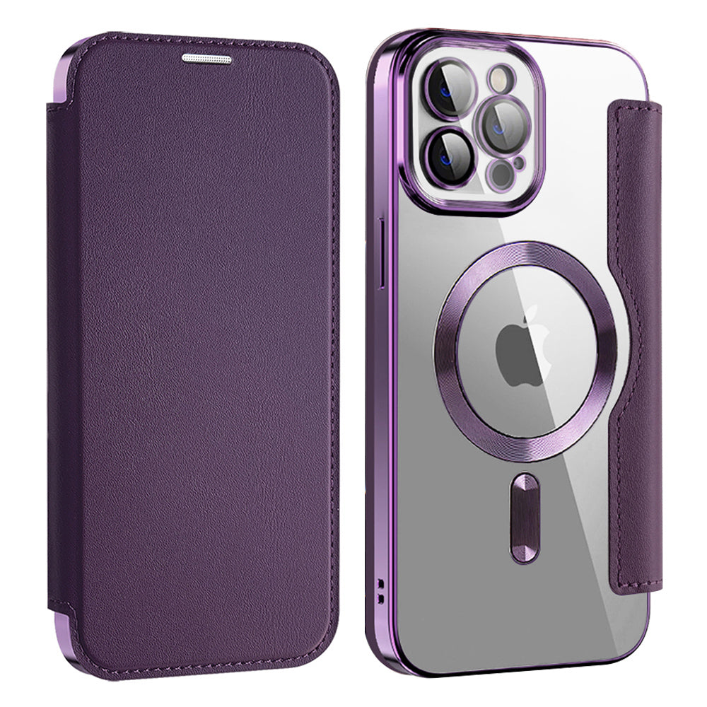 Etui MagSafe do Apple iPhone 12 Pro Max, Techsuit, SmartMag Book, Fioletowe