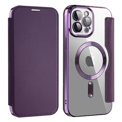 Etui MagSafe do Apple iPhone 12 Pro Max, Techsuit, SmartMag Book, Fioletowe