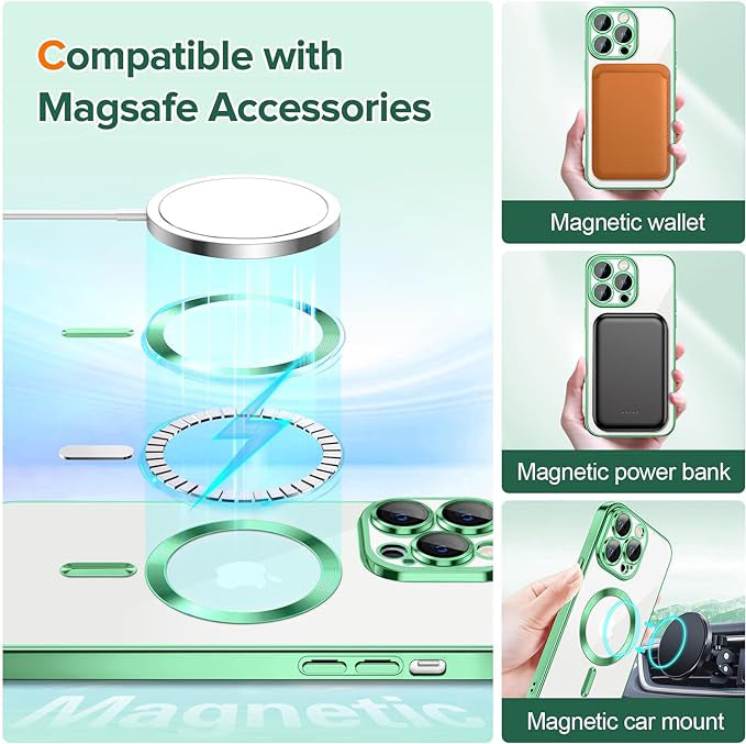 Etui MagSafe do Apple iPhone 12 Pro, Techsuit, Luxury Crystal, Jasnozielony